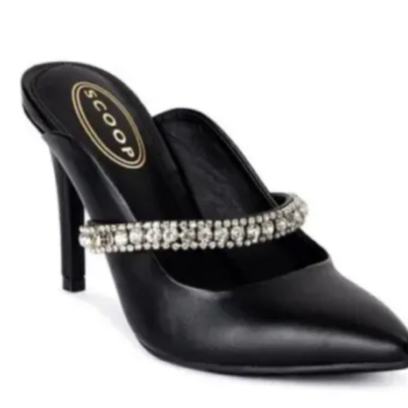 Scoop NYC Shoes - Scoop NYC Women’s Rhinestone Black Slip On Heels Shoes Size 9 NEW